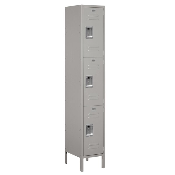 Salsbury Industries Wardrobe Locker, 15" W, 15" D, 78" H, (1) Wide, (3) Openings, Gray 53165GY-A